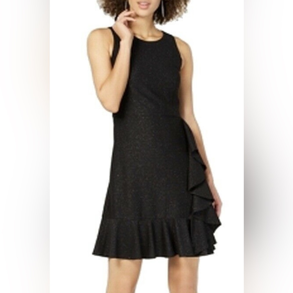 Nine West Sheath Sparkle Draped Ruffle Dress NWT